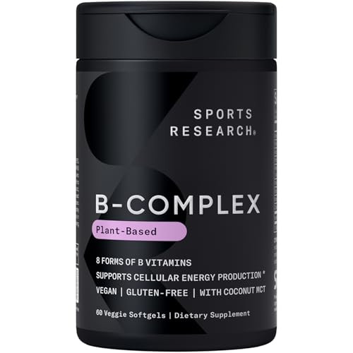 Sports Research Vitamin B-Complex - Full Spectrum Of B Vitamins (Plant-Based Vegan-Friendly) Triple Strength Omega 3 Fish Oil & Plant Based Vitamin K2 Mk7 Vegan D3 5000Iu