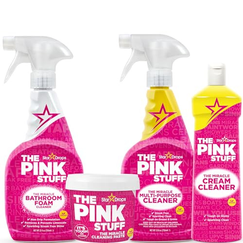 Stardrops - The Pink Stuff - Miracle Cleaning Ultimate Bundle Paste Multi-Purpose Spray Bathroom Foam Spray And Cream Cleaner Ideal For Kitchens Bathrooms Outdoors And More