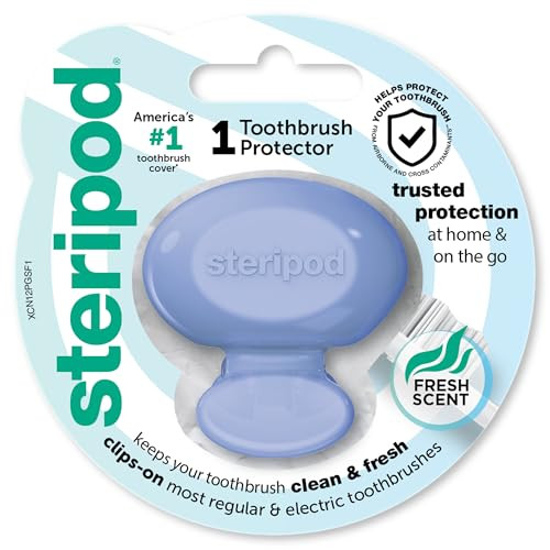Steripod Clip-On Toothbrush Protector Keeps Toothbrush Fresh And Clean Fits Most Manual And Electric Toothbrushes 1 Count