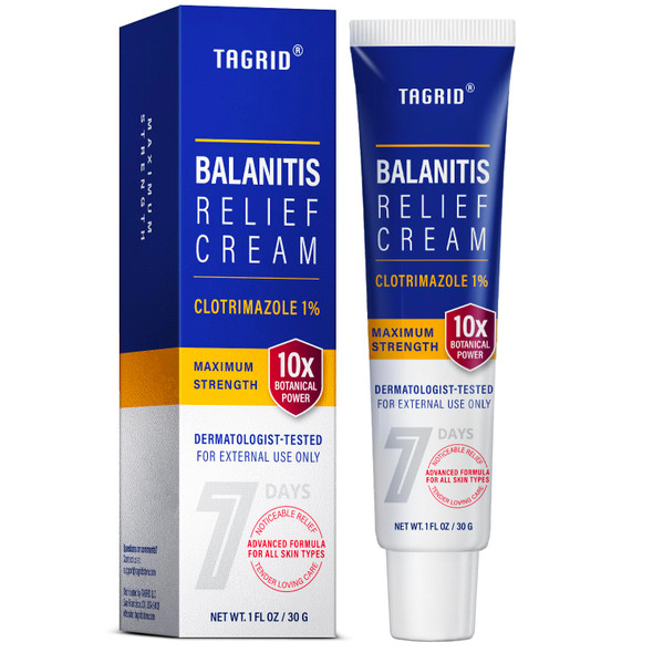 Tagrid Balanitis Treatment For Men Antifungal Itch Cream Extra Strength For Skin - Itchy Skin Relief For Redness Itching & Irritation Gentle Care For Sensitive Areas (1 Fl Oz (Pack Of 1))