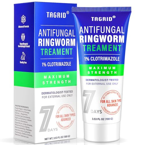 Tagrid Antifungal Ringworm Treatment Cream For Humans Skin 1 Clotrimazole Formula For Itchy Feet And Body- Supports Healthy Skin Barrier 3.38 Oz