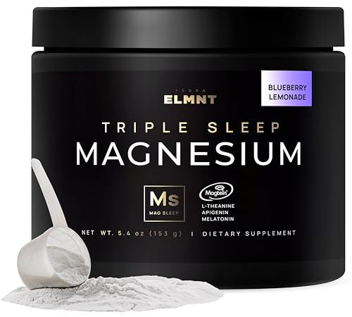Terra Elmnt Triple Sleep Magnesium L-Threonate Powder W. Apigenin L-Theanine Melatonin - Magtein Magnesium L Threonate Supplement - High Strength Magnesium For Deep Sleep & Calm Natural Sleep Aid For Adults