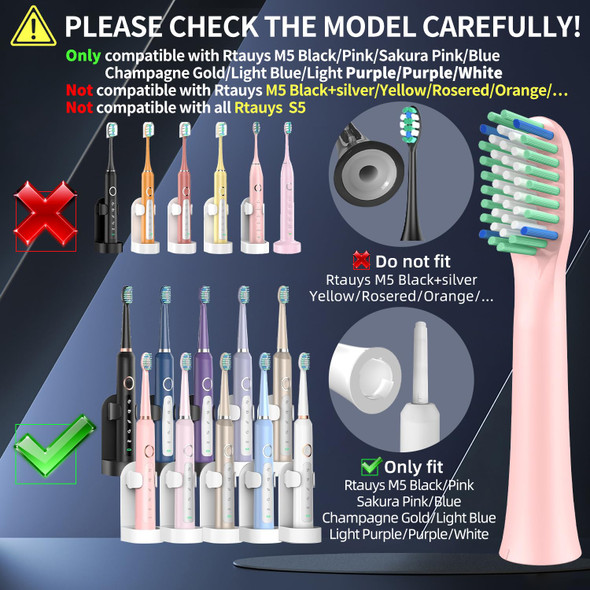 Toolsy 10 Pack Toothbrush Replacement Heads Compatible With Rtauys M5 Sonic Electric Toothbrush (Pink 10 Count(Pack Of 1))
