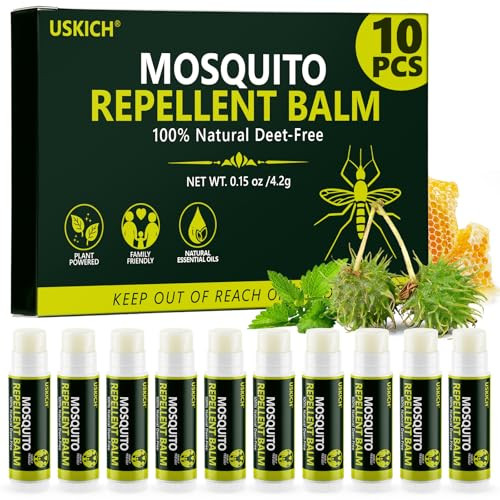 Uskich 10 Pack Mosquito Repellent Balm StickMosquito Repellent Balm For Outdoor PatioHikingCampingPlant-Based Natural Ingredients Travel-Pocket Size0.15Oz Each
