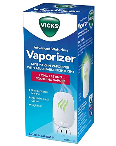 Vicks Advanced Soothing Vapors Mini Waterless Vaporizer With Nightlight V1750 Pack Of 2