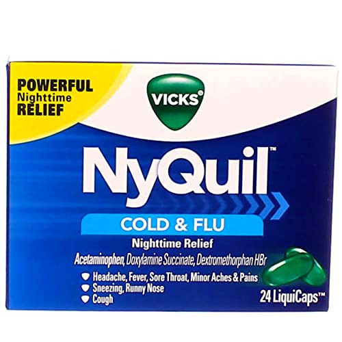 Vicks Nyquil Cold & Flu Nighttime Relief Liquicaps 24 Ea (Pack Of 4)
