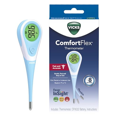Vicks Comfortflex Digital Thermometer Accurate Color-Coded Reading In 8 Seconds For Adults & Children Oral Rectal Or Under Arm Use