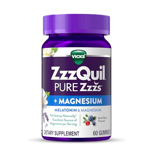 Vicks Zzzquil Pure Zzzs Magnesium Sleep Aid Magnesium Citrate And Melatonin Gummies Melatonin 2Mg Sleep Aids For Adults Mixed Berry Flavored 60 Sleep Gummies