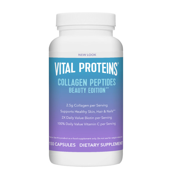 Vital Proteins Collagen Peptides Beauty Edition Capsules 2.5G Of Collagen Per Serving With Biotin And Vitamin C 30 Servings