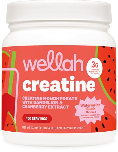Wellah Creatine For Women (100 Servings Watermelon Slush) - Creatine Monohydrate With Dandelion & Cranberry Extract