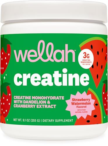 Wellah Creatine For Women (50 Servings) Strawberry Watermelon - 3G Of Creatine Monohydrate Powder With Dandelion & Cranberry Extract