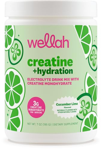 Wellah Creatine Electrolytes Powder (Cucumber Lime) 30 Servings - Hydration Drink Mix With 3G Of Creatine Monohydrate