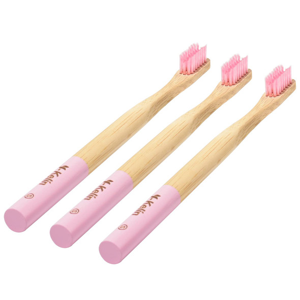 Y-Kelin Bamboo V-Shaped Orthodontic Toothbrush 3Pcs Pink