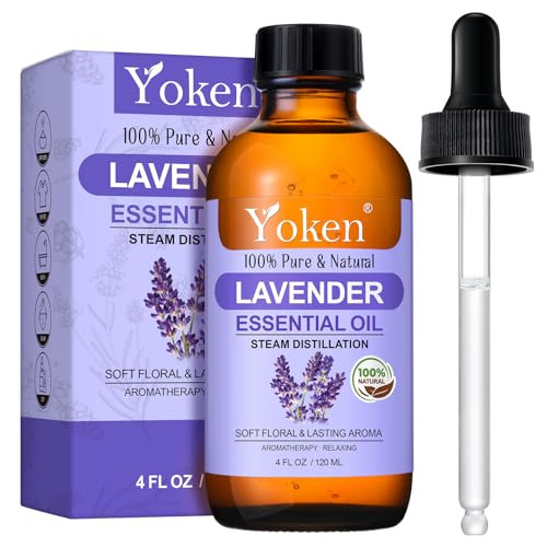 Yoken Lavender Essential Oil 4 Fl Oz Steam Distilled Concentrated Formula With Soft Balanced Aroma Without Added Fragrance