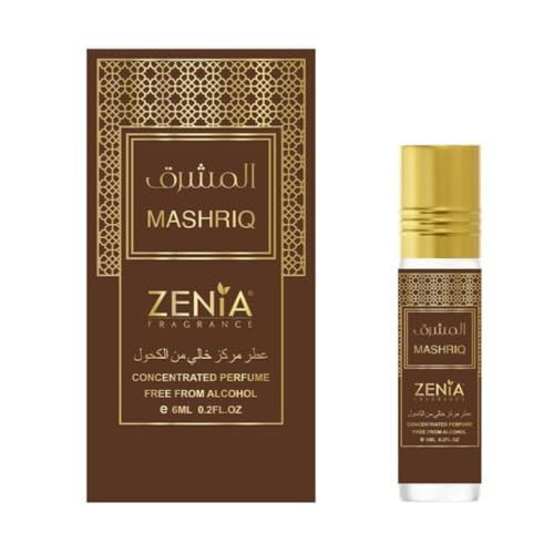 Zenia Mashriq Perfume Oil Roll-On 6Ml / 0.2Oz Long Lasting Concentrated Fragrance Oil With Cinnamon Dates Praline Vanilla & Amberwood
