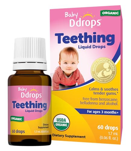Ddrops Baby Organic Teething Liquid Drops For Ages 3 Months+ 60 Drops 0.06 Fl Oz (1.7 Ml)