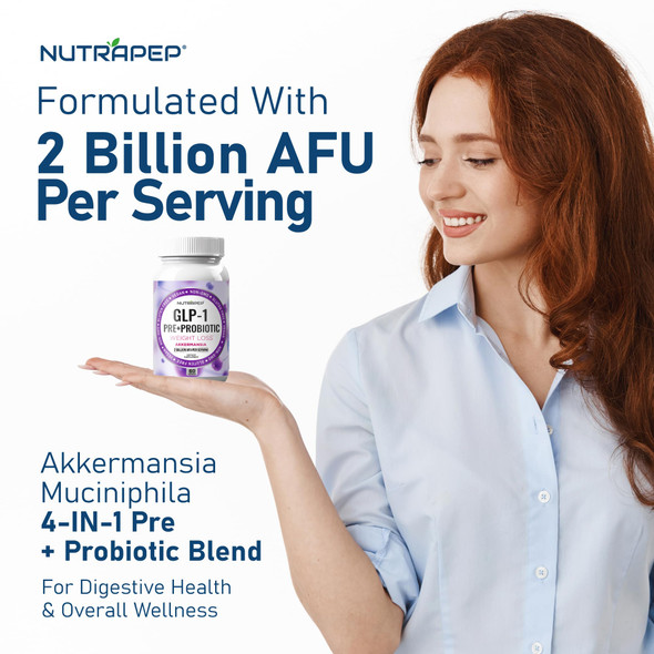 Nutrapep Glp-1 Support Weight Loss Support Probiotic Prebiotics Capsule Supplement - Akkermansia Xos Clostridium Bifidobacterium - Glp1 Support Gut Abdominal Digestive Support For Men Women