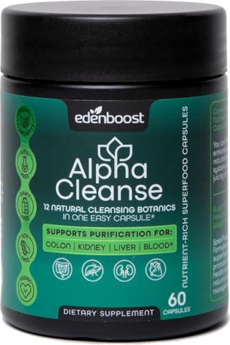 Edenboost Liver Support Supplement - Advanced Detox Cleanse With 12 Organic Superfoods - Milk Thistle Spirulina Turmeric For Liver Digestion Energy 60 Vegan Capsules Alphacleanse