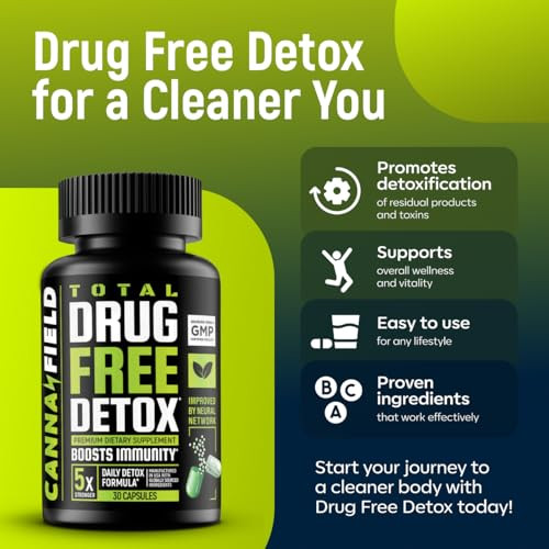 Canna Field Detox And Liver Cleanse - Usa Made - 5-Days Natural Toxins Remove Best Pills To Pass Test - Premium Detox Supplement 30 Capsules