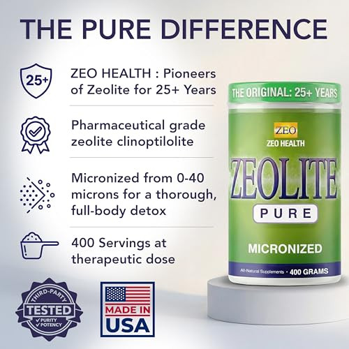 Zeo Health Zeolite Pure | Full Body Detox Cleanse For Women Men Adults | Supports Energy Gut Health Mental Clarity & Optimal Inflammation Response | The Original Zeolite Powder (400 Servings)
