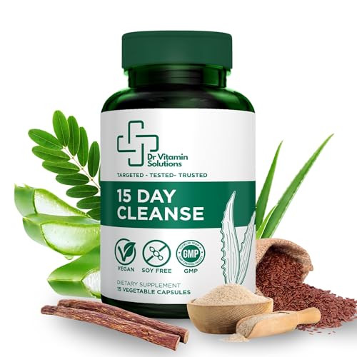 Dr Vitamin Solutions 15 Day Colon Cleanse & Detox For Women And Men Gut Cleanse With Senna Aloe Vera Psyllium Husk & Probiotics Bloating Constipation Relief Gentle Vegan Non-Gmo 15 Capsules - Dr Vitamin Solutions