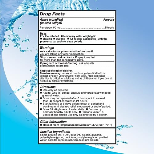 Right Remedies Maximum Strength Caffeine-Free Diuretic Softgels (120 Softgels) Pamabrom 50Mg Helps Relieve Heaviness Due To Water Weight Gain