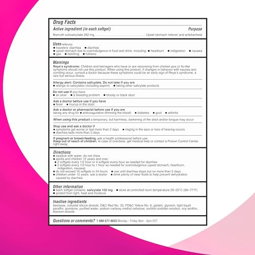 Right Remedies Upset Stomach Relief Multi-Symptom Relief (48 Softgels) Bismuth Subsalicylate 262Mg Compare To The Active Ingredient In Pepto-Bismol Liquidcaps