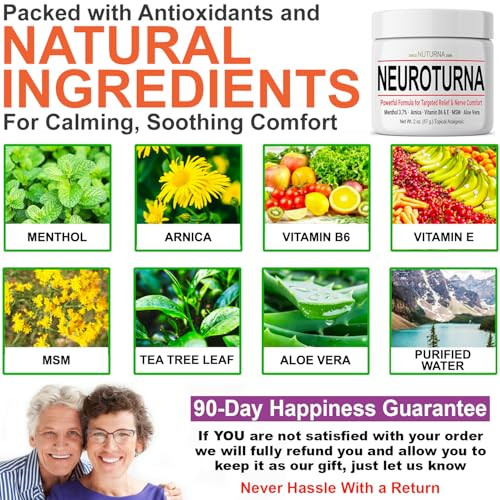 Nuturna Nerve Cream - Fast Acting Comfort For Feet Hands Legs & Toes - Ultra Strength Menthol Arnica Aloe Vera Msm - Cooling Soothing Comfort - Non-Greasy Paraben-Free 4 Oz