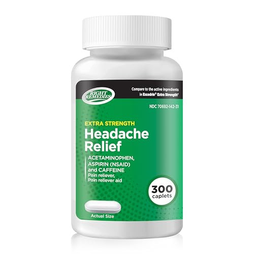 Right Remedies Extra Strength Headache Relief With Acetaminophen Aspirin (Nsaid) & Caffeine (300 Caplets) Back & Body Pain Relief Compare To The Active Ingredients In Excedrin Extra Strength