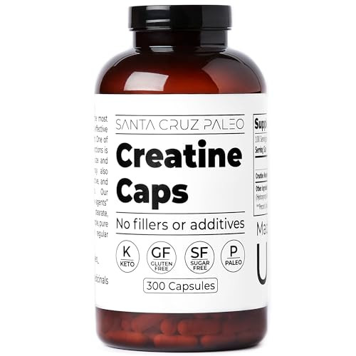 Santa Cruz Paleo Creatine Capsules Supports Muscle Growth & Energy Gluten Free Keto Sugar Free Paleo No Fillers Or Additives Creatine Monohydrate Pills 2500Mg 100 Servings 300 Capsules