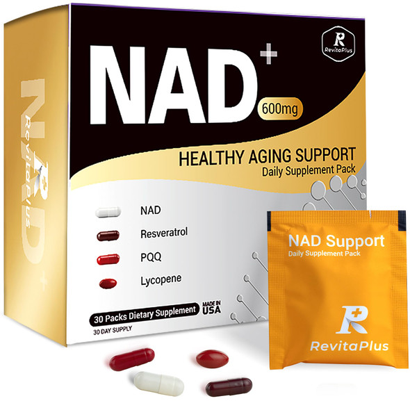 Revitaplus Nad Supplement With Resveratrol PqqCa-AkgNicotinamideGreen Tea Advanced Nad+ Supplement Daily Pack Support Healthy MitochondriaHealthy Aging And Cellular Energy For Women & Men 30 Packs