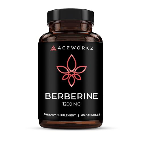 Aceworkz Organic Berberine Hcl Supplement 1200Mg - Supports Healthy Blood Sugar Levels And Metabolism - Bioperine Enhanced Absorption (60 Capsules)