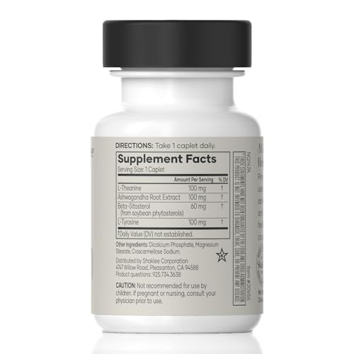 Shaklee - Stress Relief Complex - Calming Blend Of L-Theanine Ashwagandha Beta-Sitosterol And L-Tyrosine - Promotes Relaxation Without Drowsiness - 1 Caplet Daily - Adults Supplement 30 Caplets