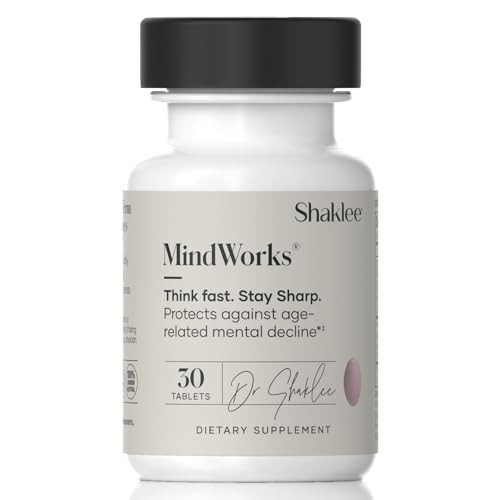 Shaklee Mindworks - Brain Health Supplement For Brain Sharpness & Focus - Supported Nutrients & Extracts - Chardonnay Grape Seed Polyphenols Guarana Extract Vitamins B6 B12 Folate 30 Tablets