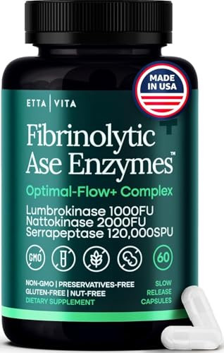 Etta Vita Potent Nattokinase 4000 Fu Serrapeptase 240000 Spu Lumbrokinase 2000 Fu Supplement - Proteolytic Enzymes Capsules For Energy Support Digestion Detox Cognition & Gut Health For Men & Women