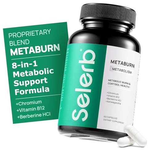 Selerb Metaburn Weight Loss Pills For Women & Men - Appetite Suppressant & Fat Burner Metabolism Support Weight Loss Supplement With Berberine Chromium Green Tea & B12 60 Capsules