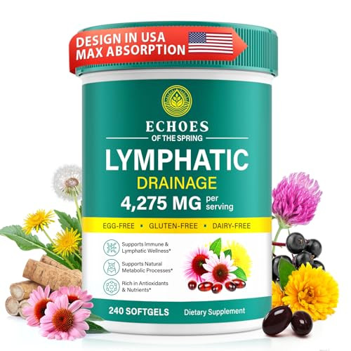 Echoes Of The Spring Lymphatic Drainage Supplements 4275Mg Lymph System Support Supplement For Women & Men Daily Wellness Support 21-In-1 Herbal Blend With Echinacea Dandelion Burdock Turmeric & More 240 Softgels