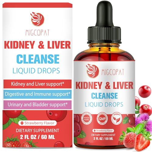 Migcopat 29-In-1 Kidney And Liver Cleanse Detox & Repair Drops High Absorption Cranberry And Milk Thistle Supplement Natural Herbal Daily Detox Support For Kidney Liver Urinary Tract Bladder 60Ml