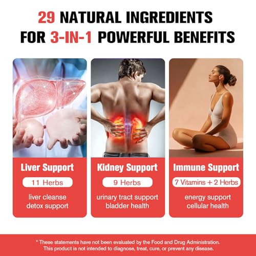 Migcopat 29-In-1 Kidney And Liver Cleanse Detox & Repair Drops High Absorption Cranberry And Milk Thistle Supplement Natural Herbal Daily Detox Support For Kidney Liver Urinary Tract Bladder 60Ml