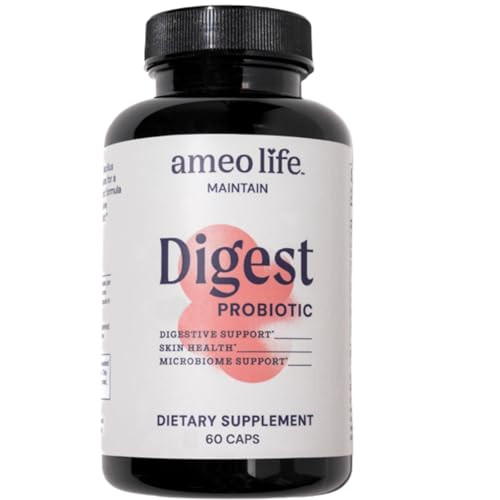 Ameo Life Probiotic For Digestive & Gut Health Bacillus Subtilis & Bacillus Coagulans With Aloe Vera Turmeric Psyllium Slippery Elm & Inulin Prebiotic 60 Capsules