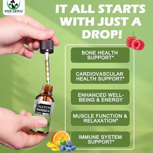 Vita Letuo Calcium Magnesium Zinc Drops 1200Mg Calcium With Vitamin D3 K2 Magnesium For BoneTeethColonCardiovascular Health High Absorption Liquid Calcium Supplement Gluten FreeNon Gmo