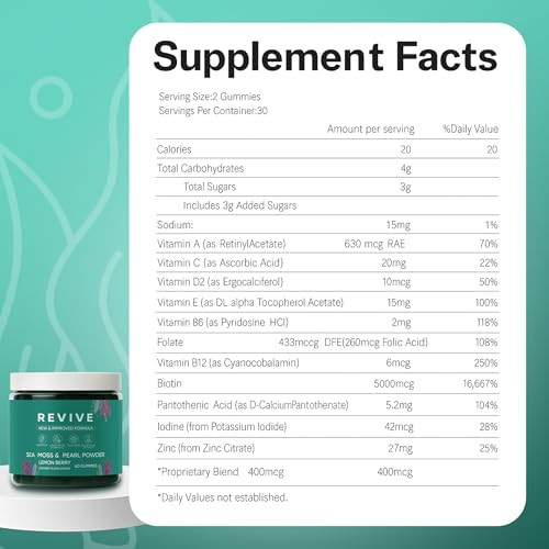 Neonomicon Balmbare Revive Gummies For Hair Loss - Sea Moss Gummies With Vitamin C Vitamin E Aloe Vera Pearl Powder Supports Faster Hair Growth Stronger Nails Extra Strength - 60 Count (1)