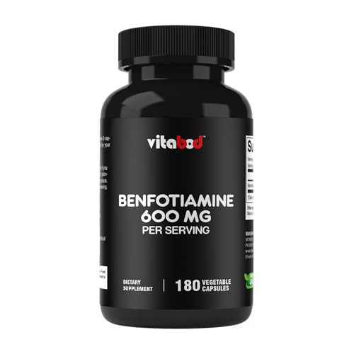 Vitabod Benfotiamine 600Mg 180 Vegetarian Capsules Fat-Soluble Vitamin B1 Supplement