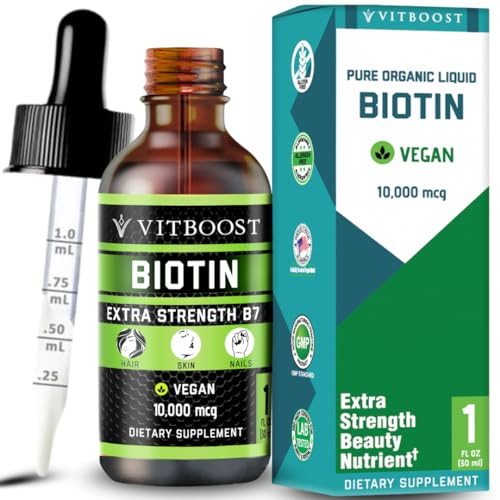 Vitboost Liquid Biotin Drops 10000Mcg With Organic Berry Flavor - Extra Strength Vegan Formula For Men And Women - Biotin Liquid For Hair Growth Supports Strong Nails And Healthy Skin 60 Servings