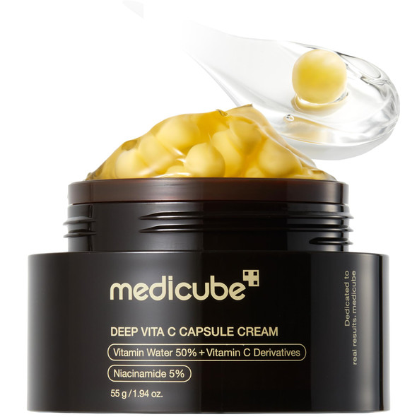 medicube Capsule Cream with Deep Vitamin C  Liposome Vitamin C Golden Capsule for Radiance and  Firm Looking Skin  Hydrating Glow Gel Texture  Korean Skincare 1.94 oz