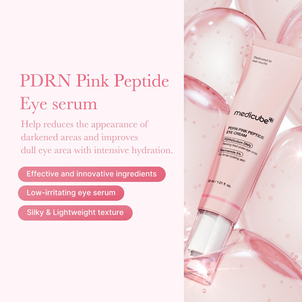 medicube Eye Serum with Salmon DNA PDRN and  Pink Peptides  99% Purity Retinol for Fine Lines  PDRN and  Niacinamide for Uneven Skin Tone  Korean Skincare 1.01 fl.oz