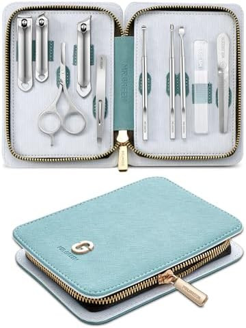 MR.GREEN Manicure Kit 10 in 1 German Stainless Nail Clippers Set Professional Personal Nail Care Kit Manicure Pedicure Set Portable Travel Nail Kit with Exquisite Leather Case for Men & Women