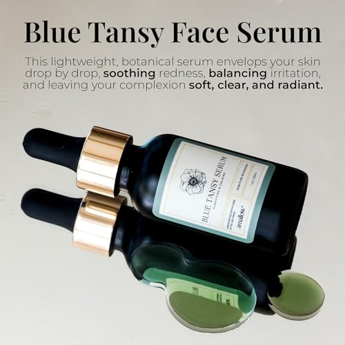 Amallow Blue Tansy Face Serum Anti-Aging Calming Botanical Facial Oil for Acne-Prone Redness-Prone & Sensitive Skin Rosehip & Jojoba 1 oz