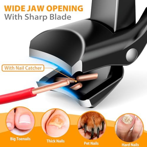 Toenail Clippers for Seniors Long Handled Curved Head Nail Clippers with Catcher Ultra-Sharp Heavy Duty for Thick Nails Ergonomic Design for Men & Women 18-Month  