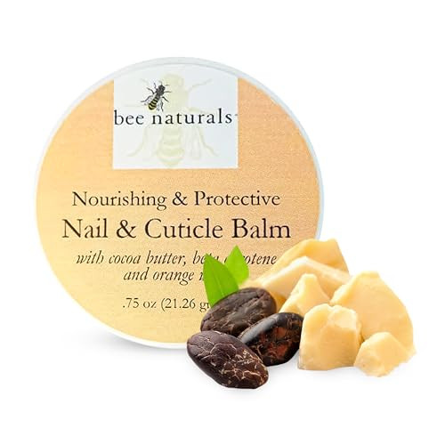 Bee Naturals Nail & Cuticle Balm - Cocoa Butter & Beta Carotene Blend for Strong Smooth Nails - luscious natural tangerine fragance Shea Butter & Beeswax Cruelty-Free Nail Care
